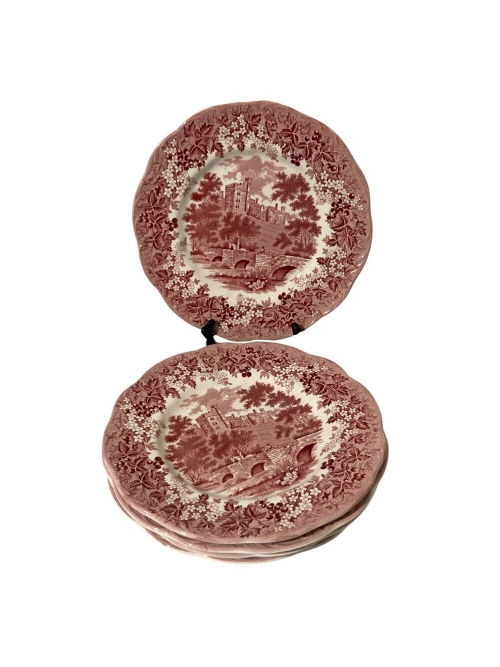 Set of 5 Romantic England With Red Transfer Scene Derbyshire Haddon Hall